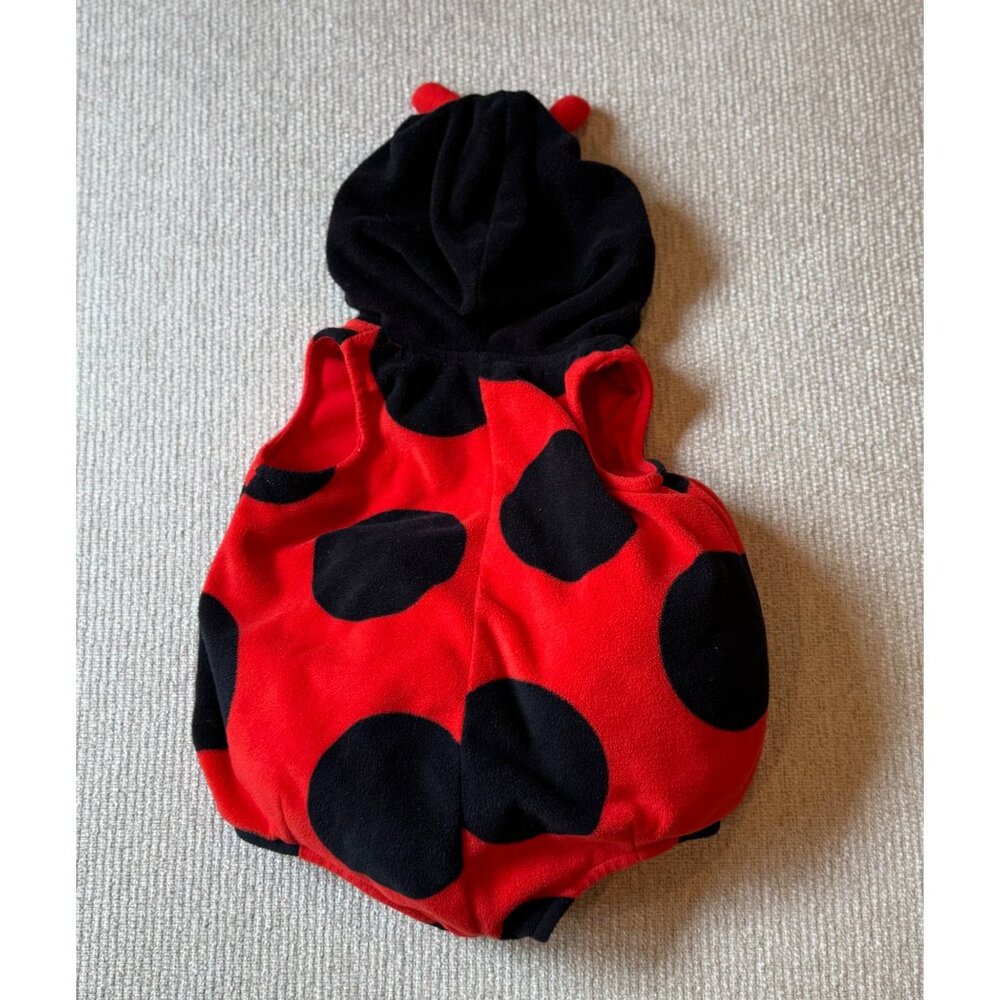Carter's Red & Black Hooded Ladybug Fleece Romper - Picture 3 of 4